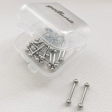 젤루나 여성용 써지컬 실버 바벨 볼 피어싱 10 x 3 mm 20p + 케이스 세트 P-07