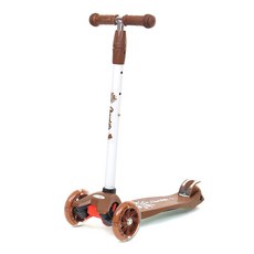밀크런 스쿠터 아동용 저학년 탈부착 스핀형높이조절 네발 LED휠 고성능베어링 부드러운주행 미끄럼방지소재 풋브레이크 S910, Chocolate, 1개