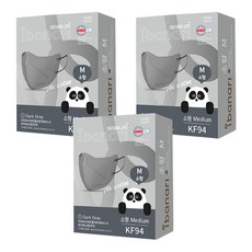 ibanari 童款輕薄防護C型口罩 KF94 M號, 深灰色, 10片, 3盒