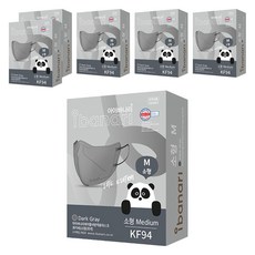 ibanari 童款輕薄防護C型口罩 KF94 M號, 深灰色, 10片, 6盒