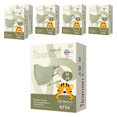 ibanari 童款輕薄防護C型口罩 KF94 M號, 橄欖卡其色, 10片, 6盒