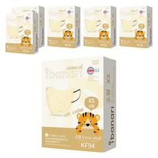 ibanari 孩童用防塵口罩 KF94 XS號, 6盒, 10片, 象牙白色