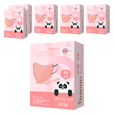ibanari 孩童用防塵口罩 KF94 XS號, 6盒, 10片, 粉紅色