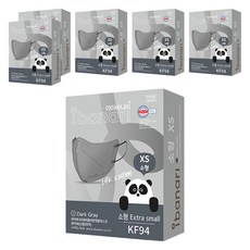 ibanari 孩童用防塵口罩 KF94 XS號, 6盒, 10片, 深灰色