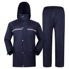 Rainfreem 琴飛曼雨衣 隱藏式帽子兩件式雙層雨衣, 藏青