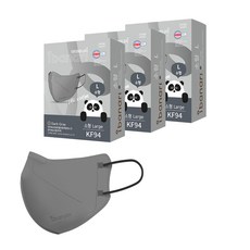 ibanari 孩童用防塵口罩 KF94 L號, 3盒, 10片, 深灰色