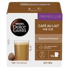 NESCAFE 雀巢咖啡 Dolce Gusto 多趣酷思 雀巢咖啡 咖啡歐蕾膠囊咖啡, 9g, 12入, 1個