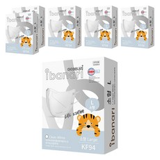 ibanari 孩童用防塵口罩 KF94 L號, 6盒, 10片, 白色