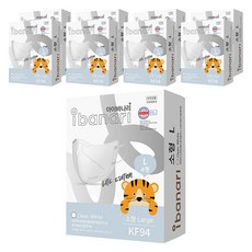 ibanari 孩童用防塵口罩 KF94 L號, 9盒, 10片, 白色