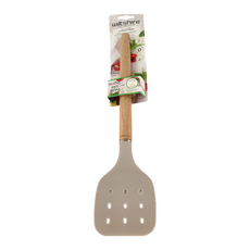 Wiltshire Eat Smart 漏鏟 尼龍前端 櫸木手柄 耐熱200°C 不傷鍋具, 木色 + 灰色, 1支