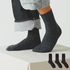 노디자인 여성용 울 꽈배기 니트 양말 3켤레 세트