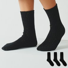 노디자인 여성용 울 골지 니트 양말 3켤레 세트
