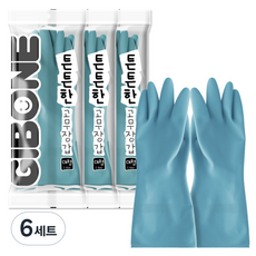 GIBONE 耐用橡膠手套, 托帕石藍色, 大(L), 6套