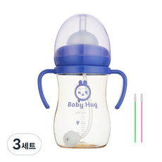 하이비 베이비 허그 빨대컵 + 빨대솔 2p 세트, 퍼플, 3세트