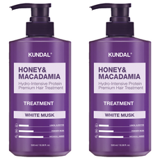 KUNDAL 昆黛爾 蜂蜜澳洲堅果保濕護髮乳 White Musk, 500ml, 2瓶