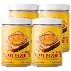 비소뉴 100% 크런치 땅콩버터, 500g, 4개
