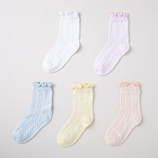 BASE ALPHA ESSENTIALS 女童少女荷葉邊襪子5件組