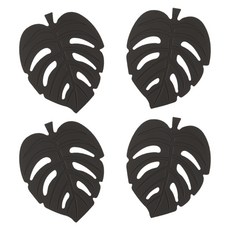플라이토 실리콘 나뭇잎 컵받침, 라이트블랙, 4개
