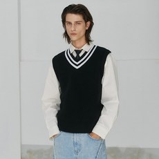 니티드 남성용 소프트코튼 브이넥 와플 베스트