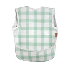 babyclo 嬰幼兒初期副食品穿戴式防水圍兜 全身圍兜, 1個, 1入, 淺綠格紋