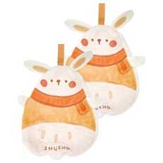 SHUEHO 樹可 小動物珊瑚絨擦手巾 小兔兔, 高克重柔軟細膩, 複合內裏設計, 2條