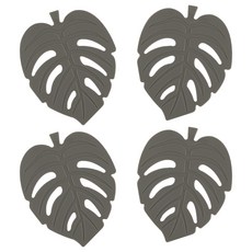 플라이토 실리콘 나뭇잎 컵받침, 차콜그레이, 4개