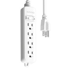 Kinyo 1開4插安全延長線 3孔 NSD314, 195mm, 單色, 1個