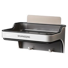 雙慶家居 兩用無痕黏貼肥皂掛勾置物架, 白色, 1個