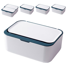 乾濕多用途濕巾口罩收納盒 防塵防蟲 PP材質, 白藍, 6個