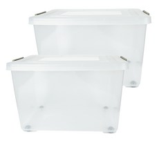 스페이스에디터 투명 베이직 특대형 리빙박스, 샌드베이지, 2개