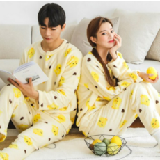 GLAM GONGGAM 男款小雞兩件式絨毛圓領睡衣