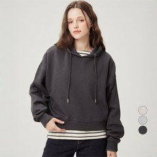 ELLEPARIS 여성용 세미 크롭 기모 후디