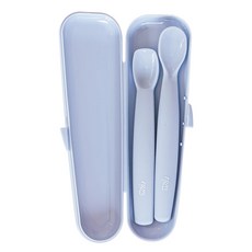 티지엠 실리콘 이유식스푼 초기+ 중기 + 케이스 세트, 애쉬블루, 1세트