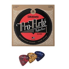 D'Addario 一般張力古典吉他弦 + Castlepick 3片, EJ45, 單一顏色, 1套