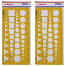 Koring 템플렛 종합정규 모양자 NO102F, 혼합색상, 2개