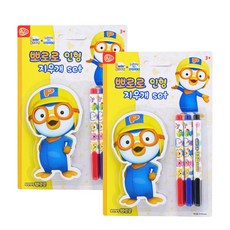 비앤씨 뽀로로 보드마커 3p + 인형 지우개 세트, 검정색, 파랑색, 빨강색