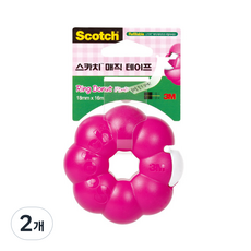 스카치 링도넛 매직 테이프 디스펜서 18mm x 16m, 라즈베리, 2개