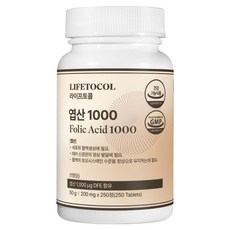 LIFETOCOL 葉酸 1000, 250錠, 1個
