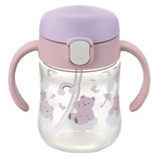 Richell 利其爾 TLI熊愛尼鴨嘴吸管水杯 5個月以上適用, Pink Bear, 1個, 200ml