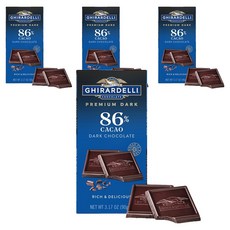 기라델리 프리미엄 다크 카카오 86%, 90g, 4개