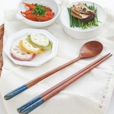 칠몽 참박달나무 금수강산 옷칠 숟가락 22cm, 파랑, 1개, 단품