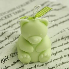 Jbloom Raea 泰迪熊裝飾蠟燭 淺綠色, 265g, 1個, 濟州森林