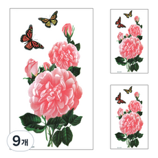 PARTY COSTUME 長袖花朵紋身貼紙, YMX284, 9個