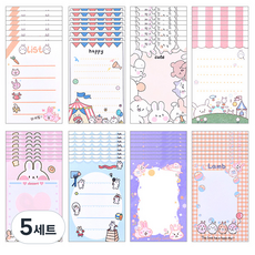 OON 접착식 애니멀 프랜즈 체크리스트 메모지 8종 x 100p 세트, 혼합색상, 5세트