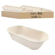 ONeFU 萬福 植纖單格橢圓餐盒 1L, 50個裝, 10套