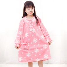 캐릭토피아 키즈라인 여아용 눈꽃도트 수면 원피스