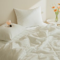 amante Fozhuz素色方塊泡泡紗薄被, 白色