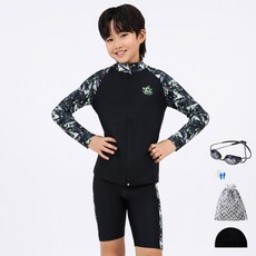 aquatica 男童拉鍊防磨衣專業泳鏡5件組 AQA374