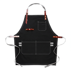 帆布配牛皮防水工作圍裙 短款 LC09, 黑色 + 棕色, 1件