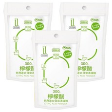 生活大師檸檬酸 3入 多用途清潔粉 有效去除水垢 適用於飲水機、浴室和洗衣機等, 300g